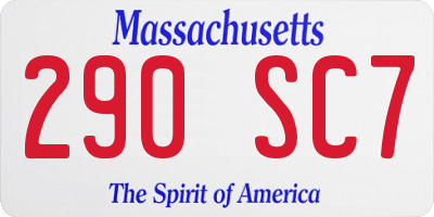 MA license plate 290SC7