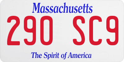 MA license plate 290SC9