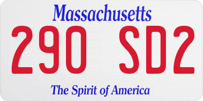 MA license plate 290SD2