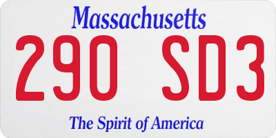 MA license plate 290SD3