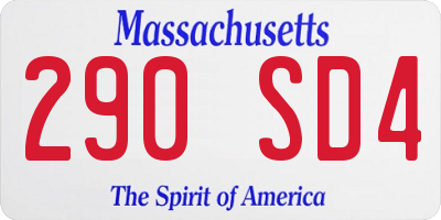 MA license plate 290SD4