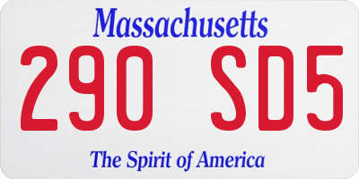 MA license plate 290SD5