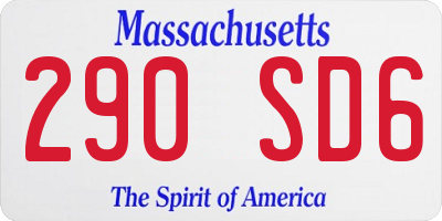 MA license plate 290SD6