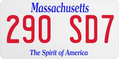 MA license plate 290SD7