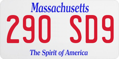 MA license plate 290SD9
