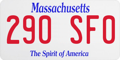 MA license plate 290SF0