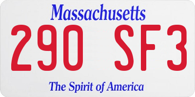 MA license plate 290SF3