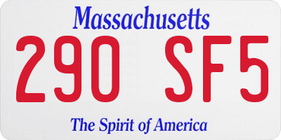 MA license plate 290SF5