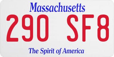MA license plate 290SF8