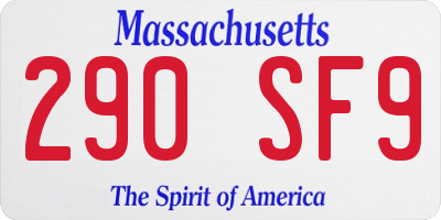 MA license plate 290SF9