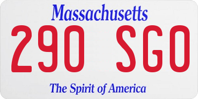 MA license plate 290SG0