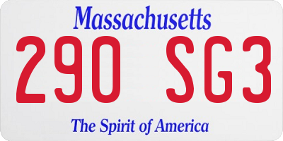 MA license plate 290SG3