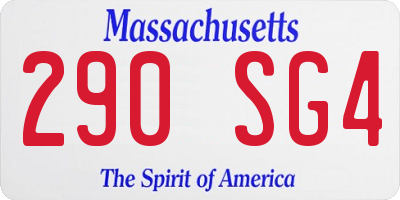 MA license plate 290SG4