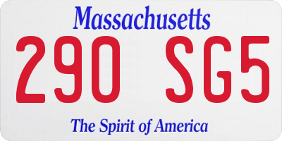 MA license plate 290SG5