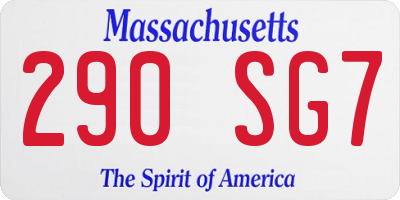 MA license plate 290SG7