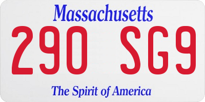 MA license plate 290SG9