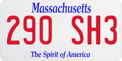 MA license plate 290SH3