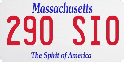 MA license plate 290SI0