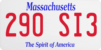 MA license plate 290SI3