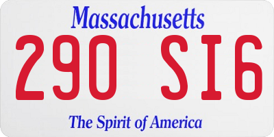 MA license plate 290SI6