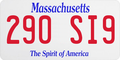 MA license plate 290SI9