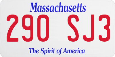 MA license plate 290SJ3