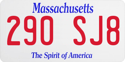 MA license plate 290SJ8