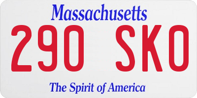 MA license plate 290SK0