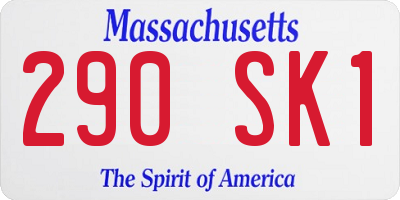 MA license plate 290SK1