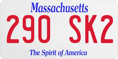 MA license plate 290SK2