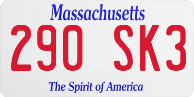 MA license plate 290SK3