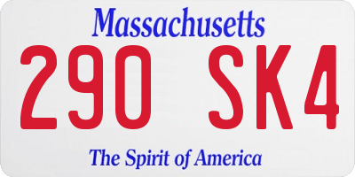 MA license plate 290SK4