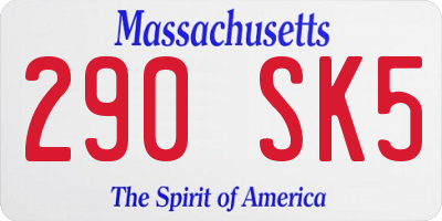 MA license plate 290SK5