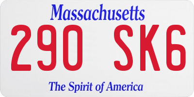 MA license plate 290SK6