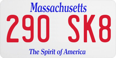MA license plate 290SK8