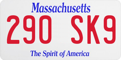 MA license plate 290SK9