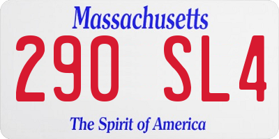 MA license plate 290SL4