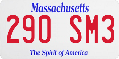 MA license plate 290SM3