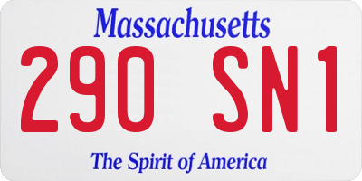 MA license plate 290SN1