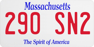 MA license plate 290SN2