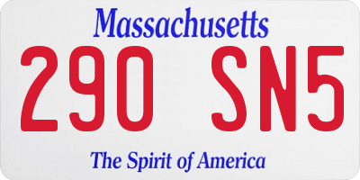 MA license plate 290SN5