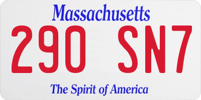 MA license plate 290SN7