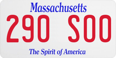 MA license plate 290SO0