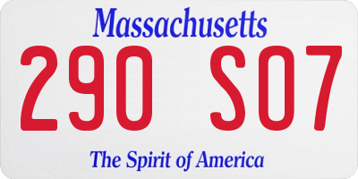 MA license plate 290SO7