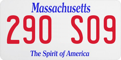 MA license plate 290SO9