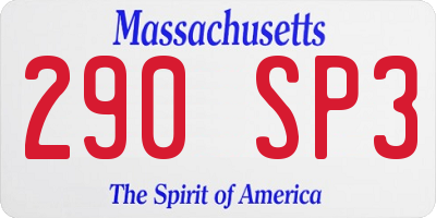 MA license plate 290SP3
