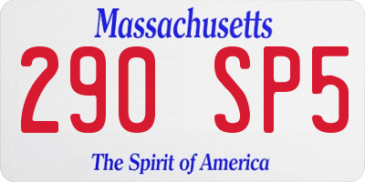 MA license plate 290SP5