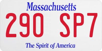 MA license plate 290SP7