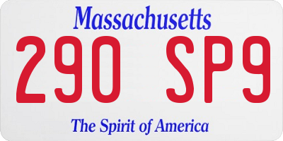 MA license plate 290SP9