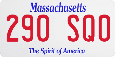 MA license plate 290SQ0